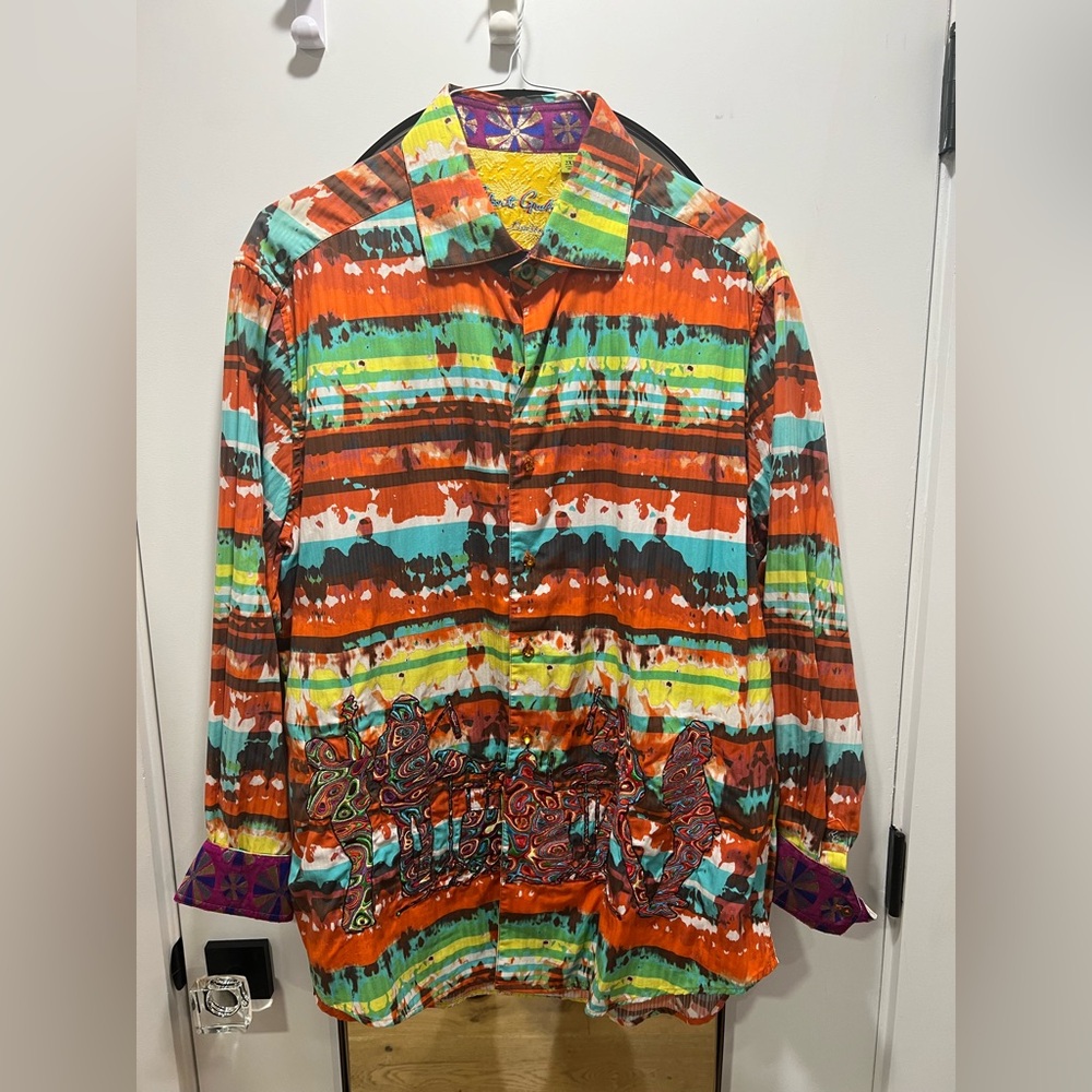 Robert Graham Shirt Mens 2XL Lonster Limited Edition Embroidered Flip Cuff